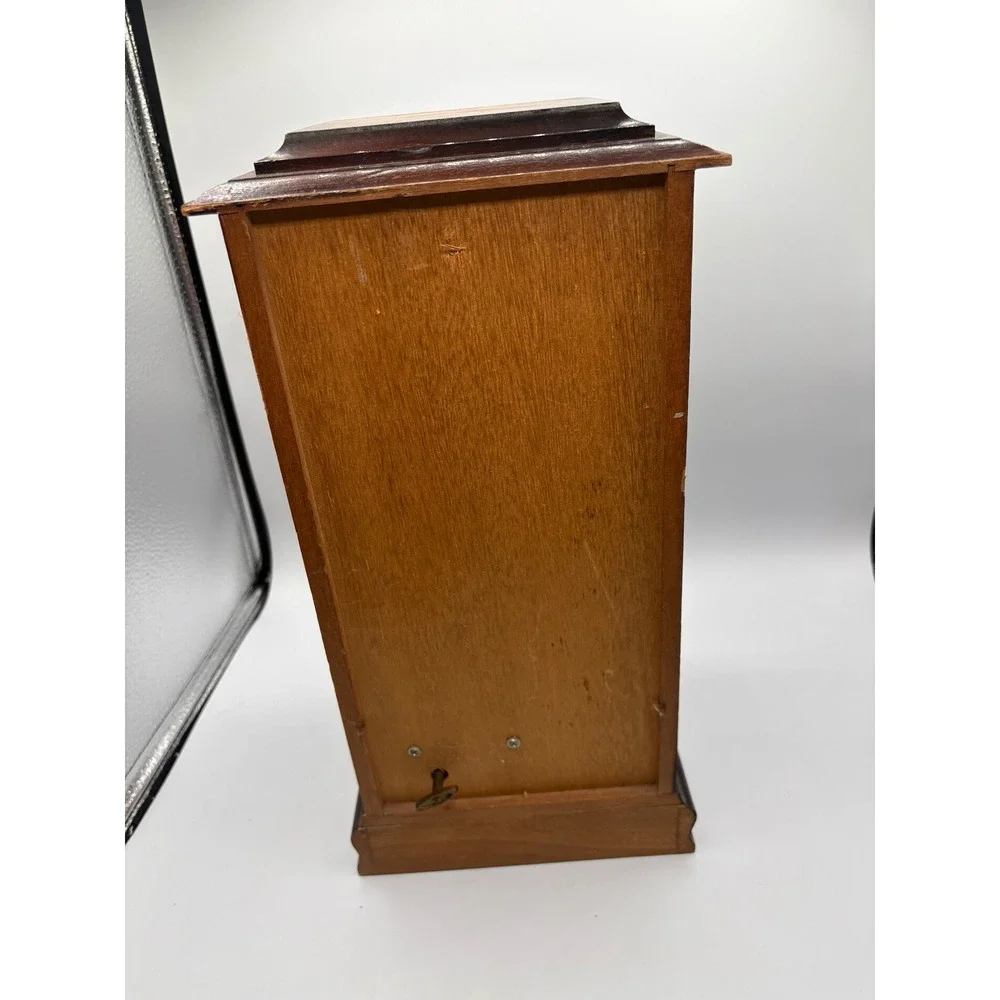 Vintage Wooden Jewelry Box Armoire Sunset Scene Music Box Cabinet 3 Drawers